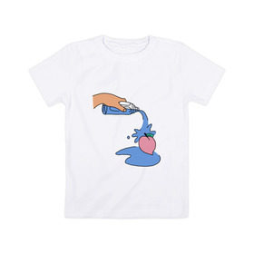 Детская футболка хлопок с принтом peach water в Петрозаводске, 100% хлопок | круглый вырез горловины, полуприлегающий силуэт, длина до линии бедер | Тематика изображения на принте: peach | tmblr | tumbler | water | вода | персик