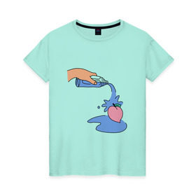 Женская футболка хлопок с принтом peach water в Петрозаводске, 100% хлопок | прямой крой, круглый вырез горловины, длина до линии бедер, слегка спущенное плечо | peach | tmblr | tumbler | water | вода | персик