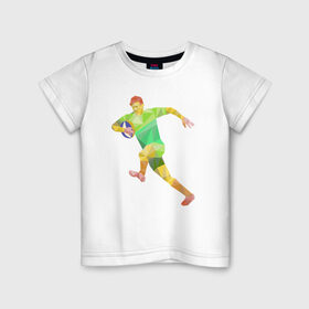 Детская футболка хлопок с принтом Регбист в Петрозаводске, 100% хлопок | круглый вырез горловины, полуприлегающий силуэт, длина до линии бедер | геометрия | игра | кубок | мяч | полигональный | регби | спорт | футбол