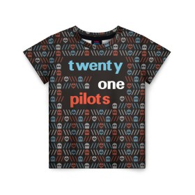 Детская футболка 3D с принтом Twenty one pilots в Петрозаводске, 100% гипоаллергенный полиэфир | прямой крой, круглый вырез горловины, длина до линии бедер, чуть спущенное плечо, ткань немного тянется | 21 pilots