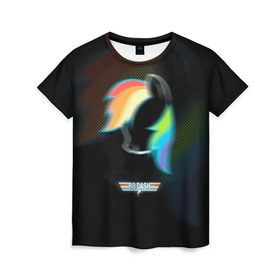 Женская футболка 3D с принтом My Little Pony в Петрозаводске, 100% полиэфир ( синтетическое хлопкоподобное полотно) | прямой крой, круглый вырез горловины, длина до линии бедер | dash | rainbow | пони | радуга