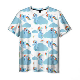 Мужская футболка 3D с принтом My Little Pony в Петрозаводске, 100% полиэфир | прямой крой, круглый вырез горловины, длина до линии бедер | dash | rainbow | пони | радуга