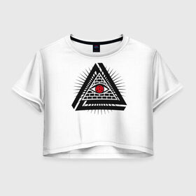 Женская футболка 3D укороченная с принтом illuminate в Петрозаводске, 100% полиэстер | круглая горловина, длина футболки до линии талии, рукава с отворотами | 