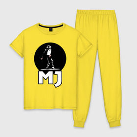 Женская пижама хлопок с принтом Майкл Джексон в Петрозаводске, 100% хлопок | брюки и футболка прямого кроя, без карманов, на брюках мягкая резинка на поясе и по низу штанин | michael jackson | mj | король | майкл джексон | поп музыка