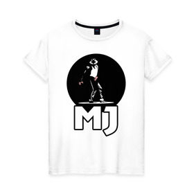 Женская футболка хлопок с принтом Майкл Джексон в Петрозаводске, 100% хлопок | прямой крой, круглый вырез горловины, длина до линии бедер, слегка спущенное плечо | michael jackson | mj | король | майкл джексон | поп музыка