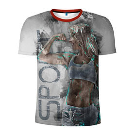 Мужская футболка 3D спортивная с принтом Фитоняшка в Петрозаводске, 100% полиэстер с улучшенными характеристиками | приталенный силуэт, круглая горловина, широкие плечи, сужается к линии бедра | fitness