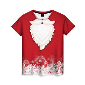 Женская футболка 3D с принтом Дед мороз в Петрозаводске, 100% полиэфир ( синтетическое хлопкоподобное полотно) | прямой крой, круглый вырез горловины, длина до линии бедер | christmas | new year | дед мороз | новогодний | рождество | санта клаус