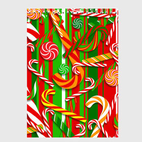 Скетчбук с принтом Новогодние конфеты в Петрозаводске, 100% бумага
 | 48 листов, плотность листов — 100 г/м2, плотность картонной обложки — 250 г/м2. Листы скреплены сверху удобной пружинной спиралью | дед мороз | карамель | паттерн | рождество