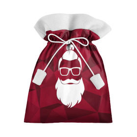 Подарочный 3D мешок с принтом Санта хипстер в Петрозаводске, 100% полиэстер | Размер: 29*39 см | 2017 | борода | дед мороз | новый год | подарок на новый год | санта | санта хипстер | снег | снежинки | хипстер