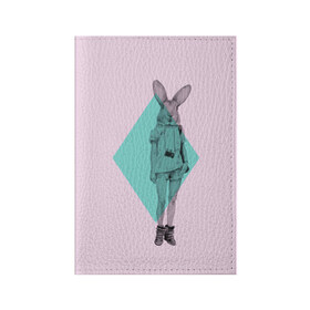 Обложка для паспорта матовая кожа с принтом Pink Rabbit в Петрозаводске, натуральная матовая кожа | размер 19,3 х 13,7 см; прозрачные пластиковые крепления | hipster | rabbit | swag | кролик | хипстер