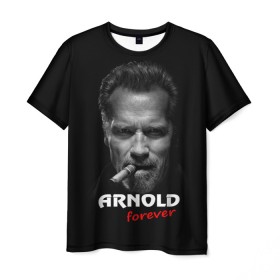Мужская футболка 3D с принтом Arnold forever в Петрозаводске, 100% полиэфир | прямой крой, круглый вырез горловины, длина до линии бедер | Тематика изображения на принте: актёр | арнольд шварценеггер | боевик | звезда | киногерой | супергерой | терминатор