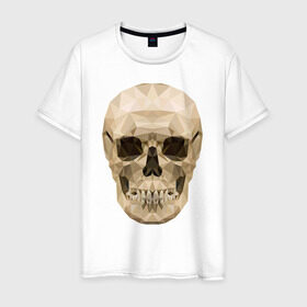 Мужская футболка хлопок с принтом Геометрический череп в Петрозаводске, 100% хлопок | прямой крой, круглый вырез горловины, длина до линии бедер, слегка спущенное плечо. | геометрия | полигонал | череп