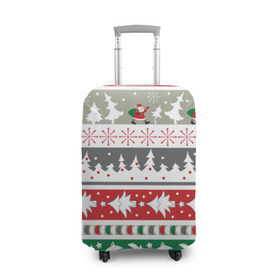 Чехол для чемодана 3D с принтом Новогодний орнамент в Петрозаводске, 86% полиэфир, 14% спандекс | двустороннее нанесение принта, прорези для ручек и колес | дед мороз | елка | новогодний орнамент | подарок на новый год | праздник | снеговик | снежинки