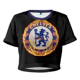 Женская футболка 3D укороченная с принтом Chelsea в Петрозаводске, 100% полиэстер | круглая горловина, длина футболки до линии талии, рукава с отворотами | chelsea | football. | английская премьер лига | апл | футбол | челси