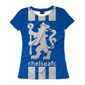 Женская футболка 3D с принтом Chelsea в Петрозаводске, 100% полиэфир ( синтетическое хлопкоподобное полотно) | прямой крой, круглый вырез горловины, длина до линии бедер | chelsea | football. | английская премьер лига | апл | футбол | челси