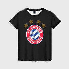 Женская футболка 3D с принтом Bayern в Петрозаводске, 100% полиэфир ( синтетическое хлопкоподобное полотно) | прямой крой, круглый вырез горловины, длина до линии бедер | bayern | football | бавария | бундеслига | немецкий чемпионат | футбол