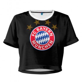 Женская футболка 3D укороченная с принтом Bayern в Петрозаводске, 100% полиэстер | круглая горловина, длина футболки до линии талии, рукава с отворотами | bayern | football | бавария | бундеслига | немецкий чемпионат | футбол