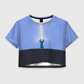 Женская футболка 3D укороченная с принтом Zeus в Петрозаводске, 100% полиэстер | круглая горловина, длина футболки до линии талии, рукава с отворотами | dota | dota 2 | zeus | дота | зевс