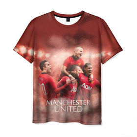 Мужская футболка 3D с принтом Manchester United в Петрозаводске, 100% полиэфир | прямой крой, круглый вырез горловины, длина до линии бедер | manchester united