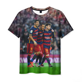 Мужская футболка 3D с принтом Barcelona5 в Петрозаводске, 100% полиэфир | прямой крой, круглый вырез горловины, длина до линии бедер | Тематика изображения на принте: barcelona | football | барса | барселона | примера | футбол | чемпионат испании