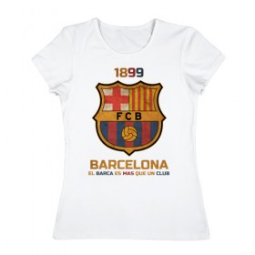 Женская футболка хлопок с принтом Barcelona2 в Петрозаводске, 100% хлопок | прямой крой, круглый вырез горловины, длина до линии бедер, слегка спущенное плечо | barcelona | football | барса | барселона | примера | футбол | чемпионат испании