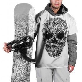 Накидка на куртку 3D с принтом Череп в Петрозаводске, 100% полиэстер |  | скелет. скилет | ужас | хеллоуин | череп. кости | черепушка | черно белый