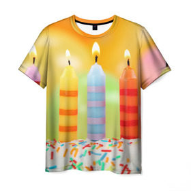 Мужская футболка 3D с принтом Цвета радости в Петрозаводске, 100% полиэфир | прямой крой, круглый вырез горловины, длина до линии бедер | арт | новинки | огонь | подарок | радуга | яркие