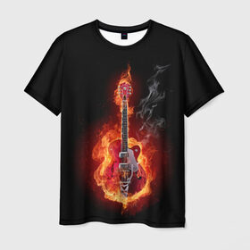 Мужская футболка 3D с принтом Огония страсти в Петрозаводске, 100% полиэфир | прямой крой, круглый вырез горловины, длина до линии бедер | ад | арт | дым | музыка | новинки | огонь | пламя | популярные | энергия | яркие