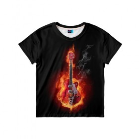 Детская футболка 3D с принтом Огония страсти в Петрозаводске, 100% гипоаллергенный полиэфир | прямой крой, круглый вырез горловины, длина до линии бедер, чуть спущенное плечо, ткань немного тянется | ад | арт | дым | музыка | новинки | огонь | пламя | популярные | энергия | яркие