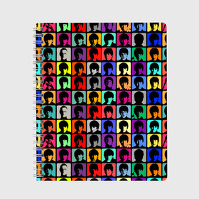 Тетрадь с принтом The Beatles art в Петрозаводске, 100% бумага | 48 листов, плотность листов — 60 г/м2, плотность картонной обложки — 250 г/м2. Листы скреплены сбоку удобной пружинной спиралью. Уголки страниц и обложки скругленные. Цвет линий — светло-серый
 | Тематика изображения на принте: битлз