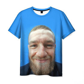 Мужская футболка 3D с принтом Mcgregor smile в Петрозаводске, 100% полиэфир | прямой крой, круглый вырез горловины, длина до линии бедер | conor | macgregor | макгрегор