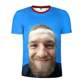 Мужская футболка 3D спортивная с принтом Mcgregor smile в Петрозаводске, 100% полиэстер с улучшенными характеристиками | приталенный силуэт, круглая горловина, широкие плечи, сужается к линии бедра | Тематика изображения на принте: conor | macgregor | макгрегор