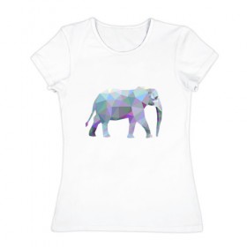 Женская футболка хлопок с принтом Слон в Петрозаводске, 100% хлопок | прямой крой, круглый вырез горловины, длина до линии бедер, слегка спущенное плечо | 