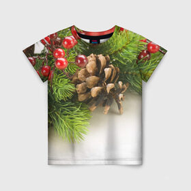 Детская футболка 3D с принтом Дуx рождества в Петрозаводске, 100% гипоаллергенный полиэфир | прямой крой, круглый вырез горловины, длина до линии бедер, чуть спущенное плечо, ткань немного тянется | 2017 | год | зима | новинки | новый | петух | популярное | праздник | символ | снег