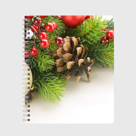 Тетрадь с принтом Дуx рождества в Петрозаводске, 100% бумага | 48 листов, плотность листов — 60 г/м2, плотность картонной обложки — 250 г/м2. Листы скреплены сбоку удобной пружинной спиралью. Уголки страниц и обложки скругленные. Цвет линий — светло-серый
 | Тематика изображения на принте: 2017 | год | зима | новинки | новый | петух | популярное | праздник | символ | снег
