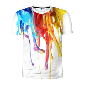 Мужская футболка 3D спортивная с принтом Краска в Петрозаводске, 100% полиэстер с улучшенными характеристиками | приталенный силуэт, круглая горловина, широкие плечи, сужается к линии бедра | luxury | premium | vip | краска | премиум | эксклюзив