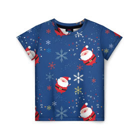 Детская футболка 3D с принтом Новый год от new.art.fox в Петрозаводске, 100% гипоаллергенный полиэфир | прямой крой, круглый вырез горловины, длина до линии бедер, чуть спущенное плечо, ткань немного тянется | Тематика изображения на принте: праздник | снег | снежинки