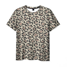 Мужская футболка 3D с принтом Шкура леопарда 3 в Петрозаводске, 100% полиэфир | прямой крой, круглый вырез горловины, длина до линии бедер | африка | дикие | животные | леопард