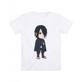 Детская футболка хлопок с принтом Sasuke в Петрозаводске, 100% хлопок | круглый вырез горловины, полуприлегающий силуэт, длина до линии бедер | 