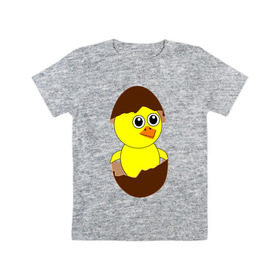 Детская футболка хлопок с принтом Киндер-сюрприз в Петрозаводске, 100% хлопок | круглый вырез горловины, полуприлегающий силуэт, длина до линии бедер | глаза | клюв | крылья | пернатые | птенец | птица | шоколад