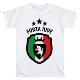 Мужская футболка хлопок с принтом Forza Juventus в Петрозаводске, 100% хлопок | прямой крой, круглый вырез горловины, длина до линии бедер, слегка спущенное плечо. | forza | juventus | футбол
