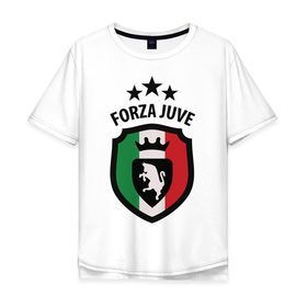 Мужская футболка хлопок Oversize с принтом Forza Juventus в Петрозаводске, 100% хлопок | свободный крой, круглый ворот, “спинка” длиннее передней части | Тематика изображения на принте: forza | juventus | футбол