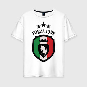 Женская футболка хлопок Oversize с принтом Forza Juventus в Петрозаводске, 100% хлопок | свободный крой, круглый ворот, спущенный рукав, длина до линии бедер
 | forza | juventus | футбол