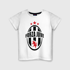 Детская футболка хлопок с принтом Forza Juventus в Петрозаводске, 100% хлопок | круглый вырез горловины, полуприлегающий силуэт, длина до линии бедер | forza | juventus | футбол