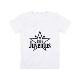 Детская футболка хлопок с принтом juventus в Петрозаводске, 100% хлопок | круглый вырез горловины, полуприлегающий силуэт, длина до линии бедер | juventus | ювентус