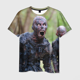 Мужская футболка 3D с принтом Zombie в Петрозаводске, 100% полиэфир | прямой крой, круглый вырез горловины, длина до линии бедер | Тематика изображения на принте: walking dead | zombie | зомби | ходячие мертвецы