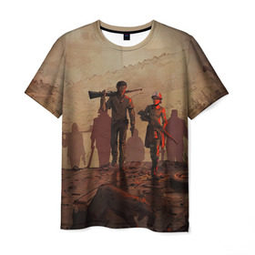 Мужская футболка 3D с принтом Walking Dead в Петрозаводске, 100% полиэфир | прямой крой, круглый вырез горловины, длина до линии бедер | Тематика изображения на принте: 