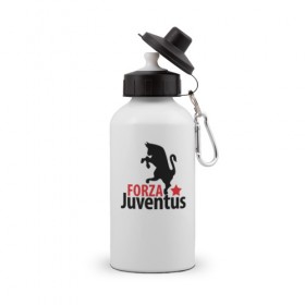 Бутылка спортивная с принтом Forza Juventus в Петрозаводске, металл | емкость — 500 мл, в комплекте две пластиковые крышки и карабин для крепления | Тематика изображения на принте: juventus | ювентус