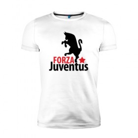 Мужская футболка премиум с принтом Forza Juventus в Петрозаводске, 92% хлопок, 8% лайкра | приталенный силуэт, круглый вырез ворота, длина до линии бедра, короткий рукав | juventus | ювентус