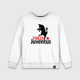 Детский свитшот хлопок с принтом Forza Juventus в Петрозаводске, 100% хлопок | круглый вырез горловины, эластичные манжеты, пояс и воротник | Тематика изображения на принте: juventus | ювентус